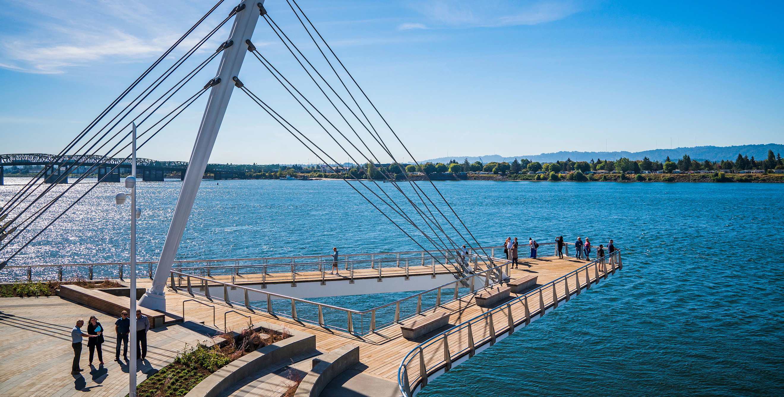 Grant Street Pier juts out over the Columbia River in Vancouver, Washington, picture
