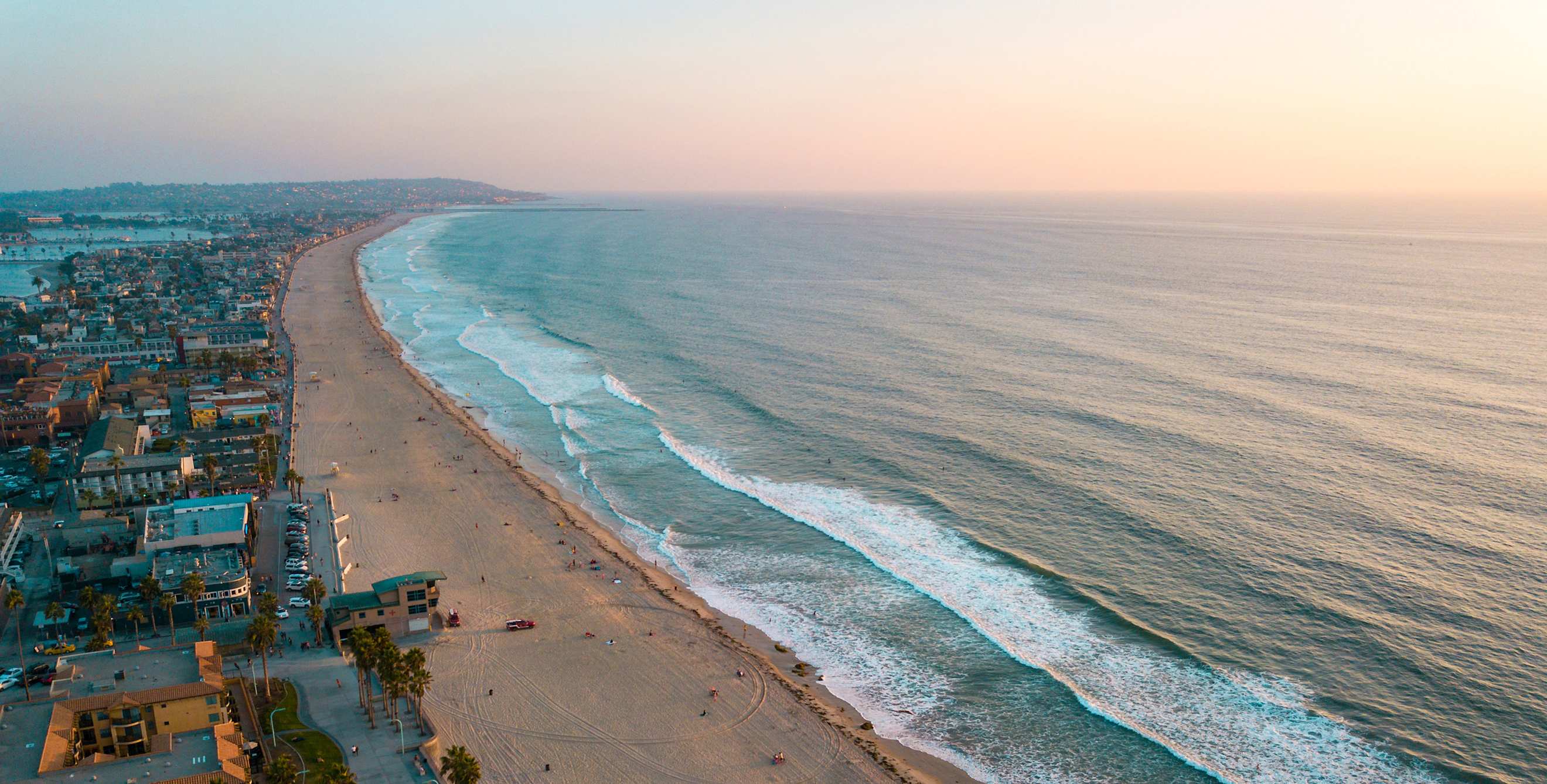 Sunset over Pacific Beach and Mission Bay in San Diego, CA.