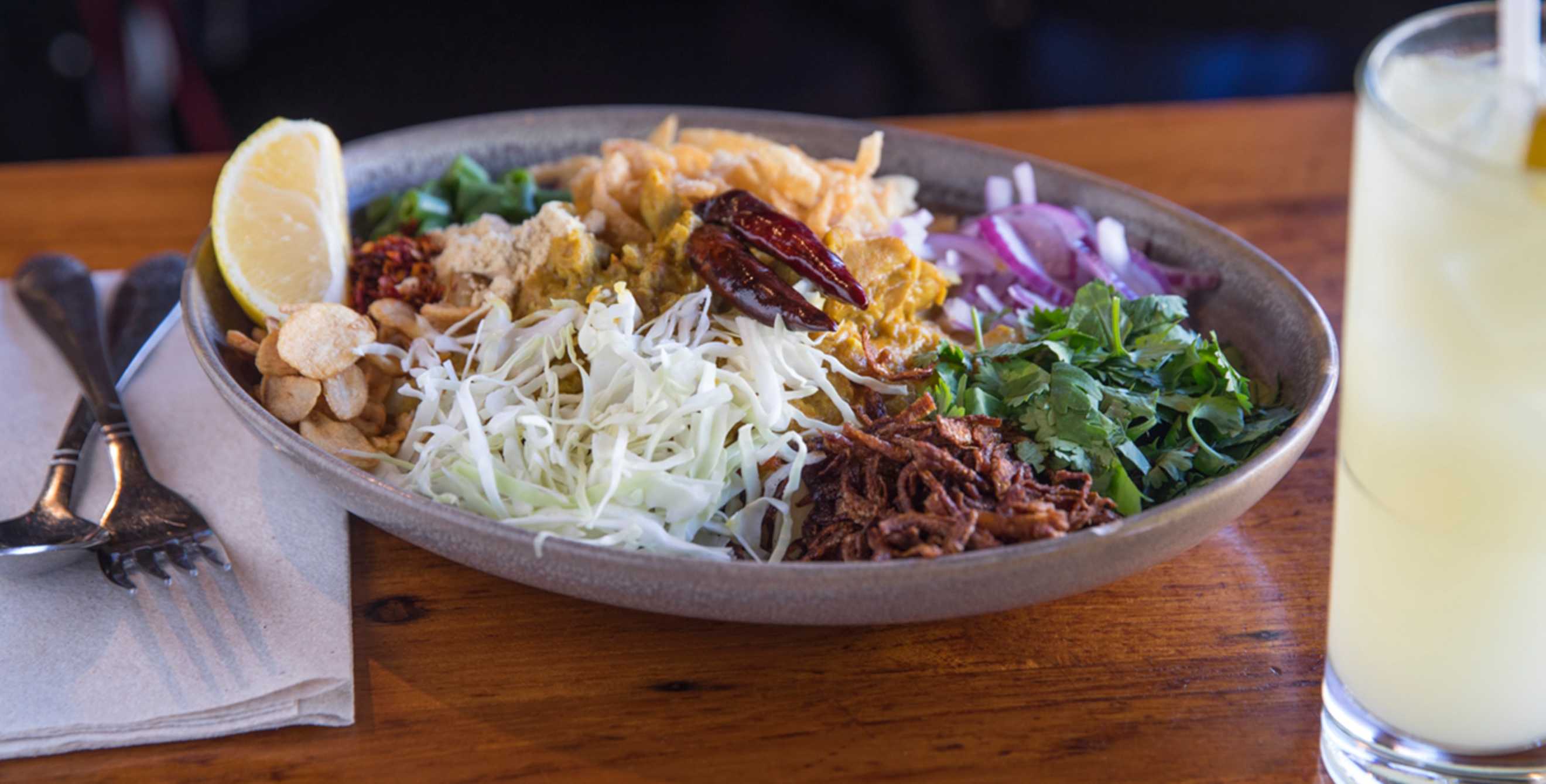 Tea leaf salad at Burma Superstar restaurant, Richmond District, San Francisco.