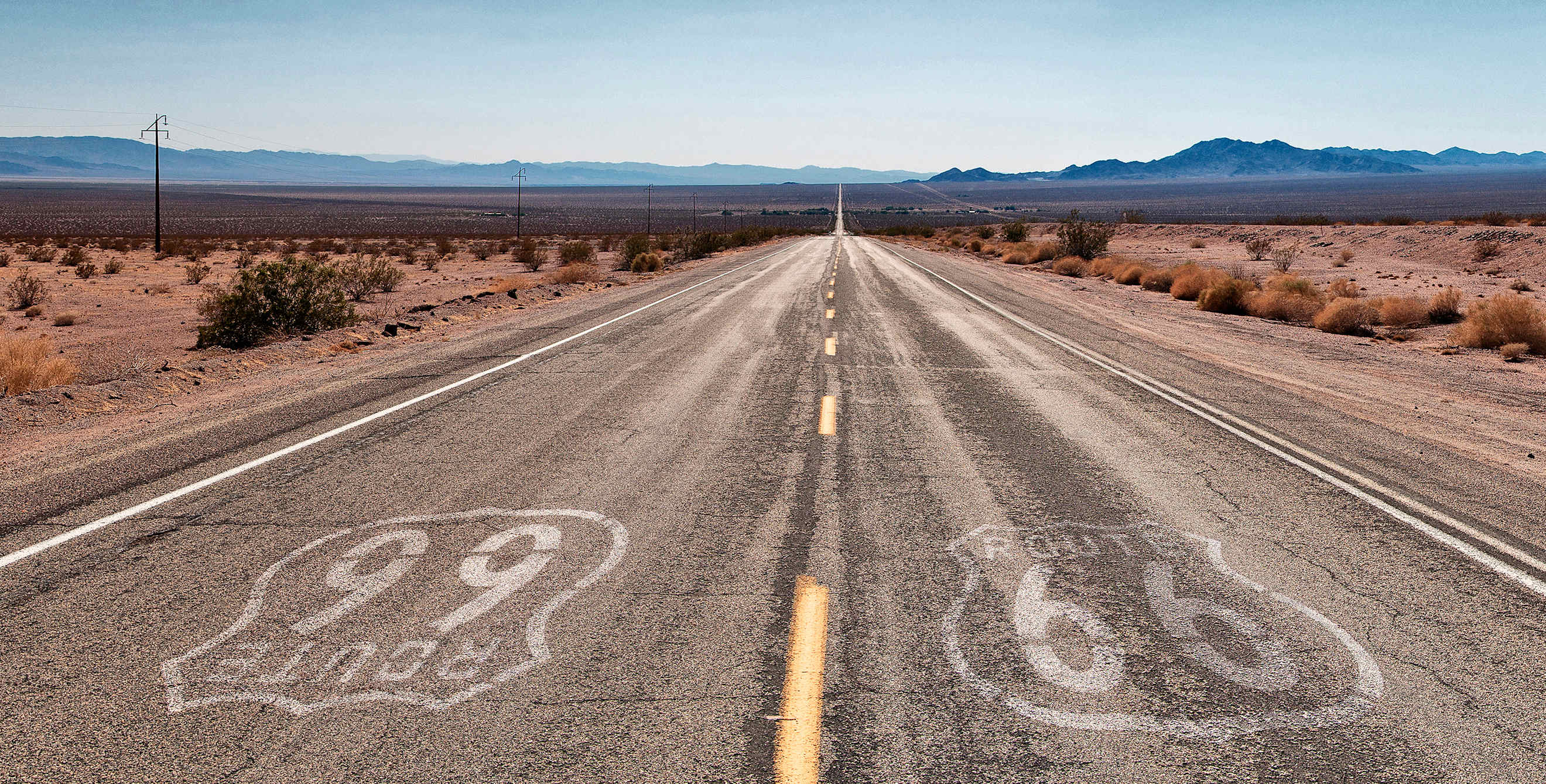 empty Route 66 through the desert, photo