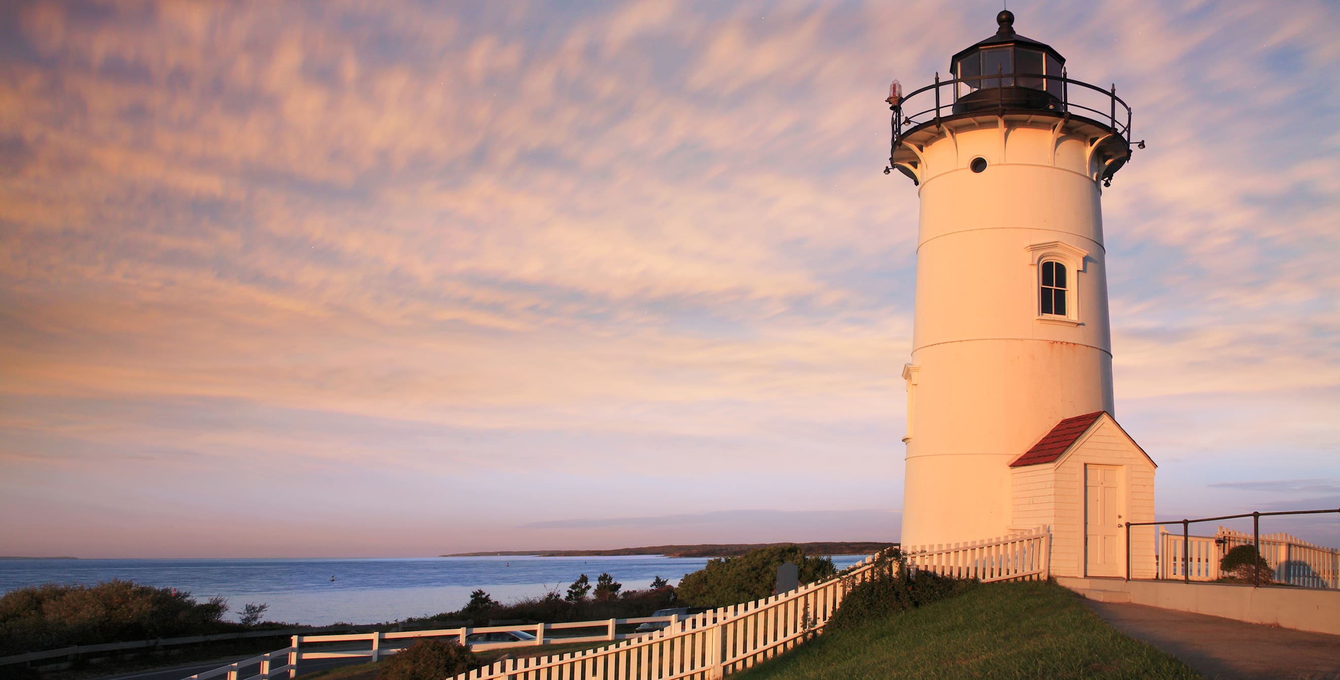 The Nobska Point Lighthouse Tower Bathed In Early Morning Sunlight, Woods Hole, picture