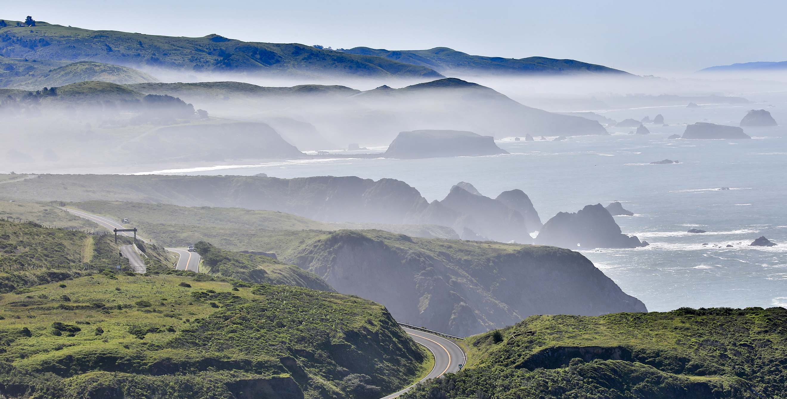California Highway 1 in Bodega Bay, California.