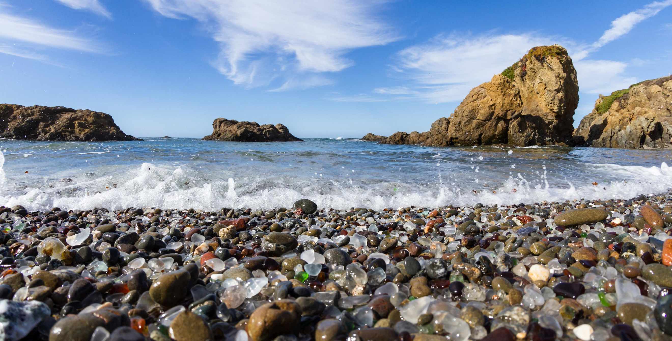 Glass Beach in MacKerricher State Park glimmers in the sun