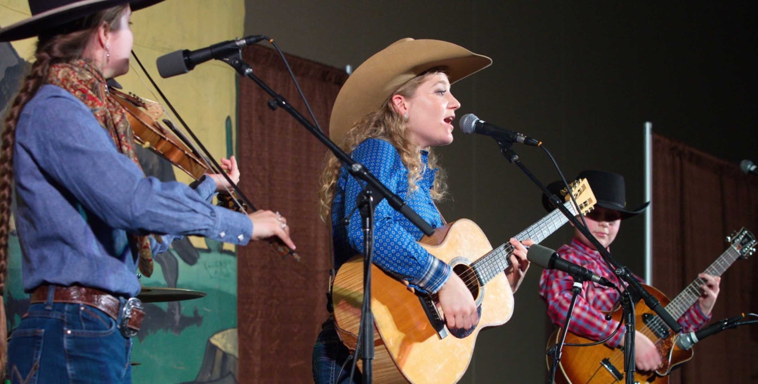 picture of a trio of performers at the Western Folklife Center in Elko, Nevada