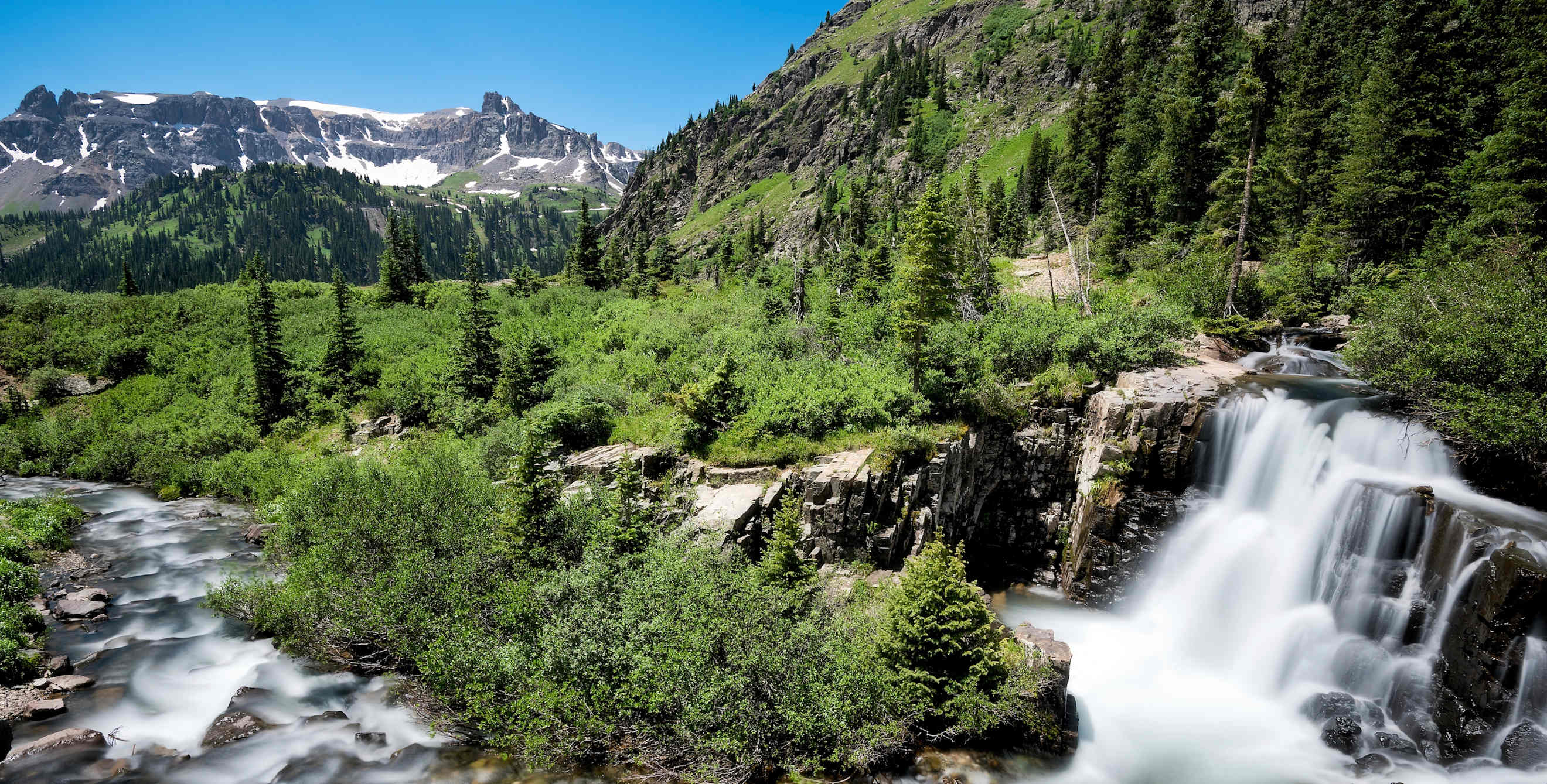 picture of a waterfall at Yankee Boy Basin near Ouray, Colorado