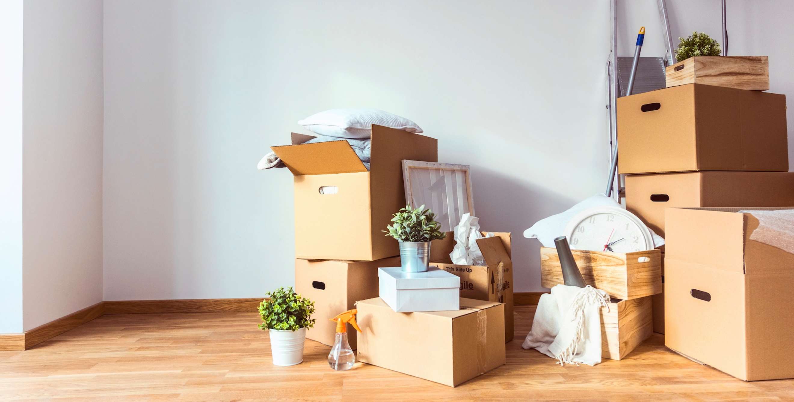 picture of boxes piled up in a home for a move