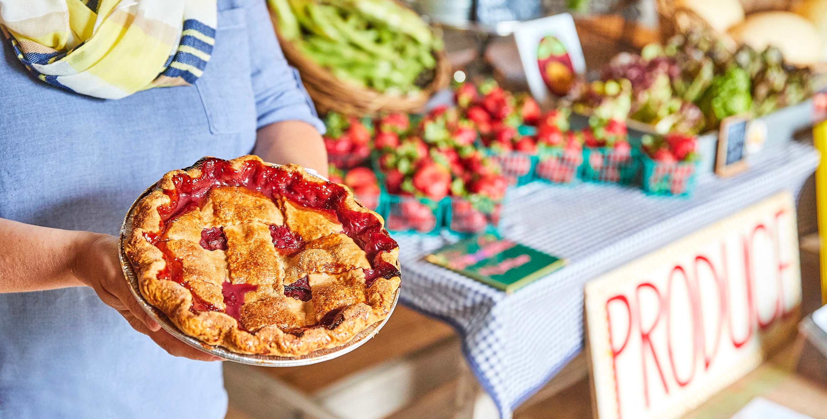 pie and produce on display Pie Ranch in Pescadero, California