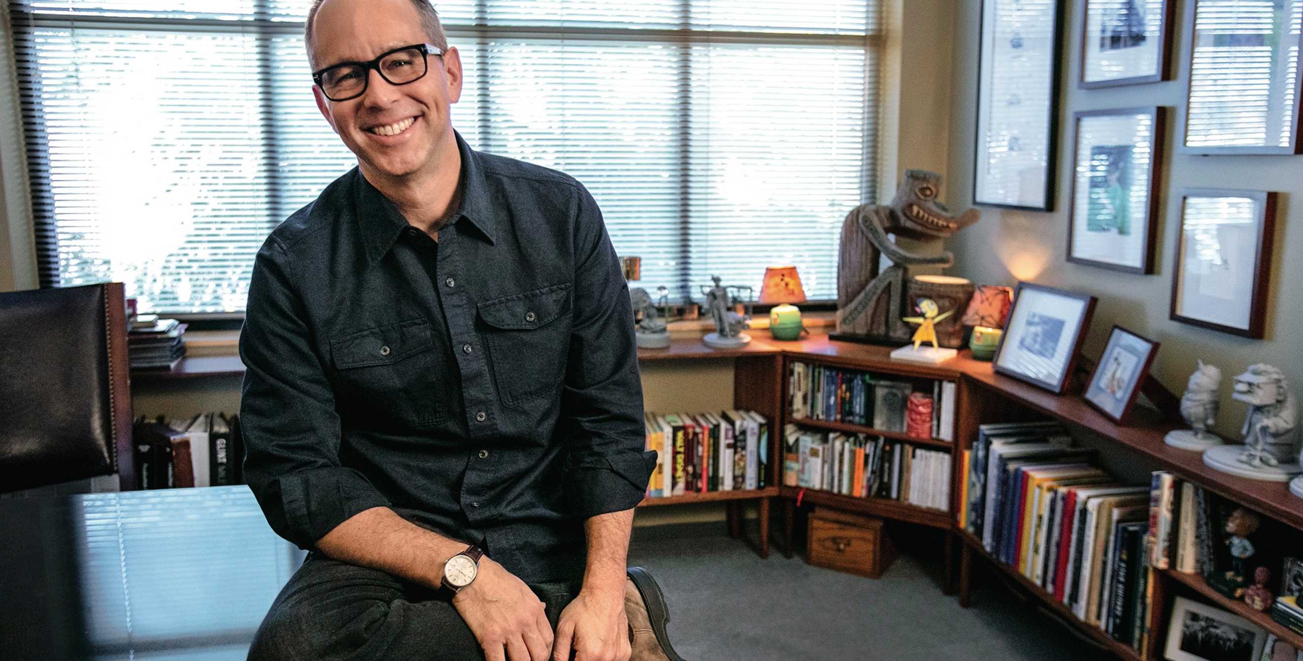 Pixar's Jonas Rivera in his office