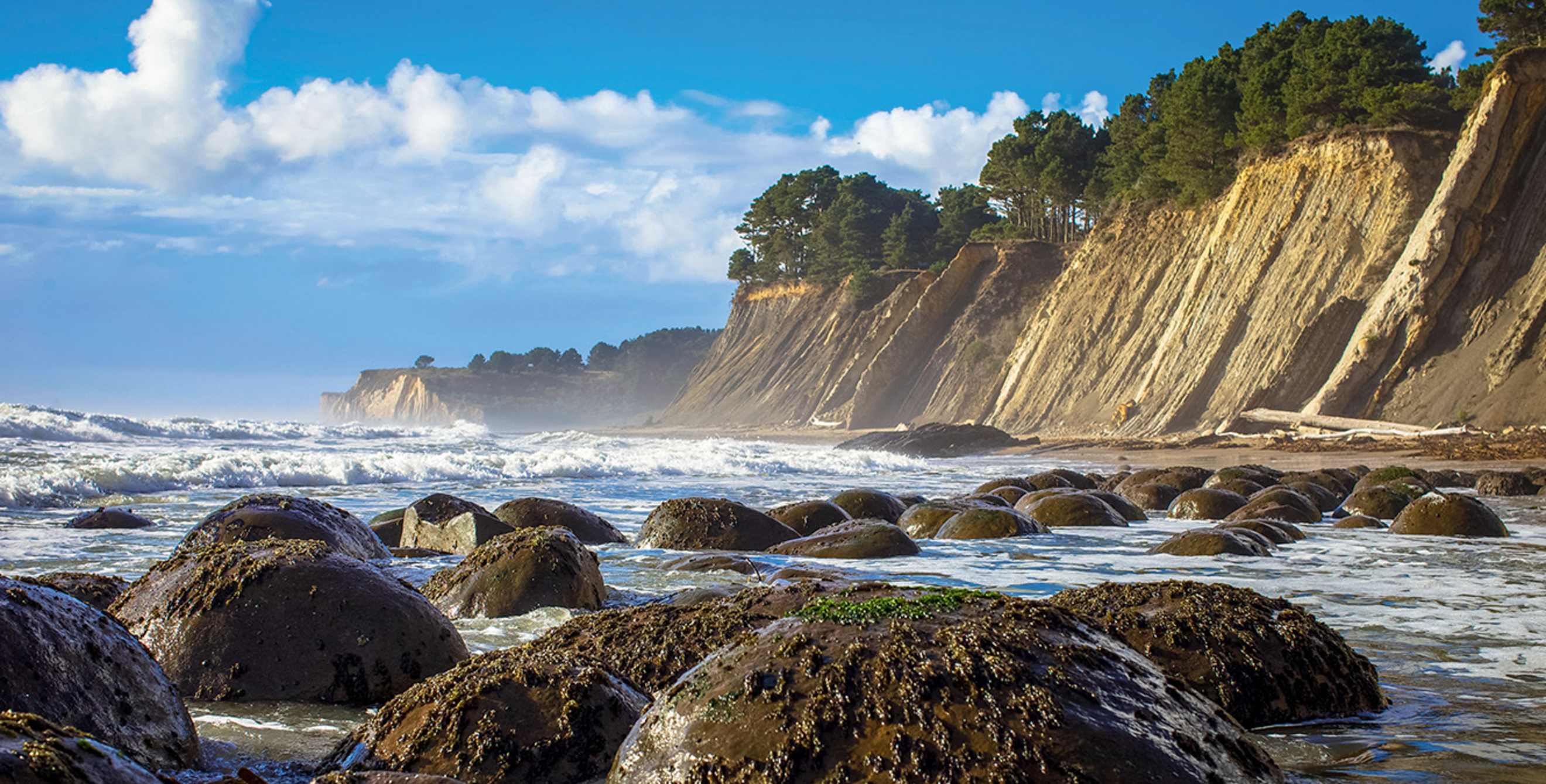 spherical boulders revealed at low tide at Bowling Ball Beach in the Greater Farallones National Marine Sanctuary off California's Mendocino Coat, picture