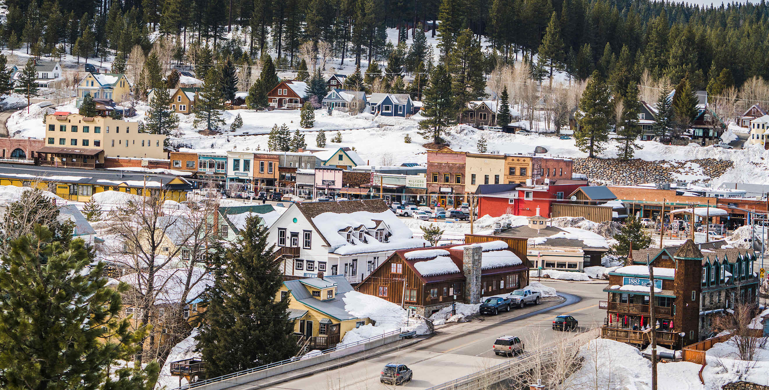 elevated view of downtown Truckee, California