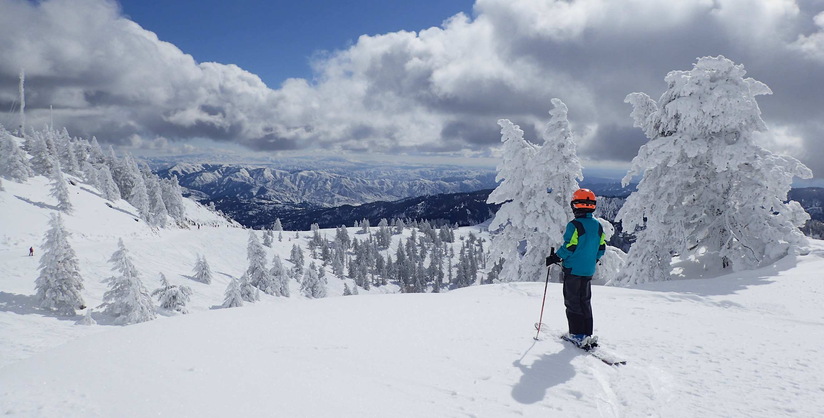 A child skis at Bogus Basin Ski Area near Boise, Idaho.
