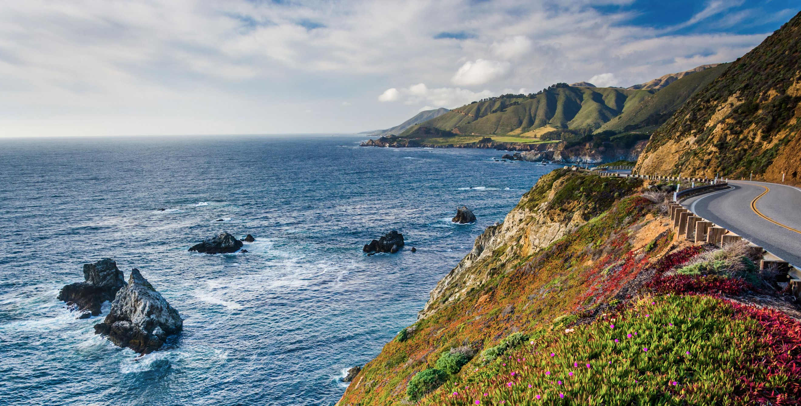 California Highway 1 roadway above the bluffs in Big Sur near Monterey, California, picture