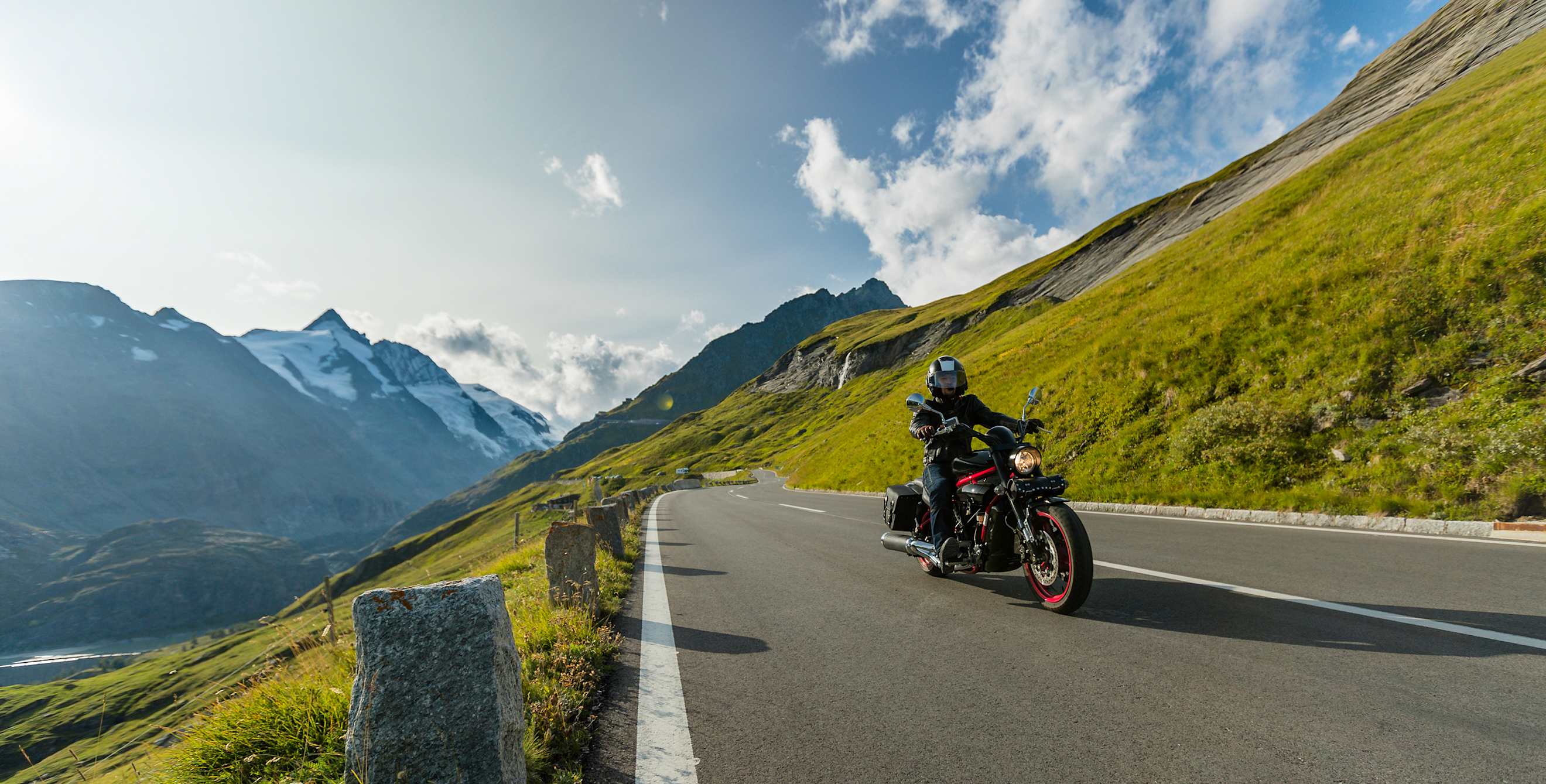 Motorcyclist on a remote road.