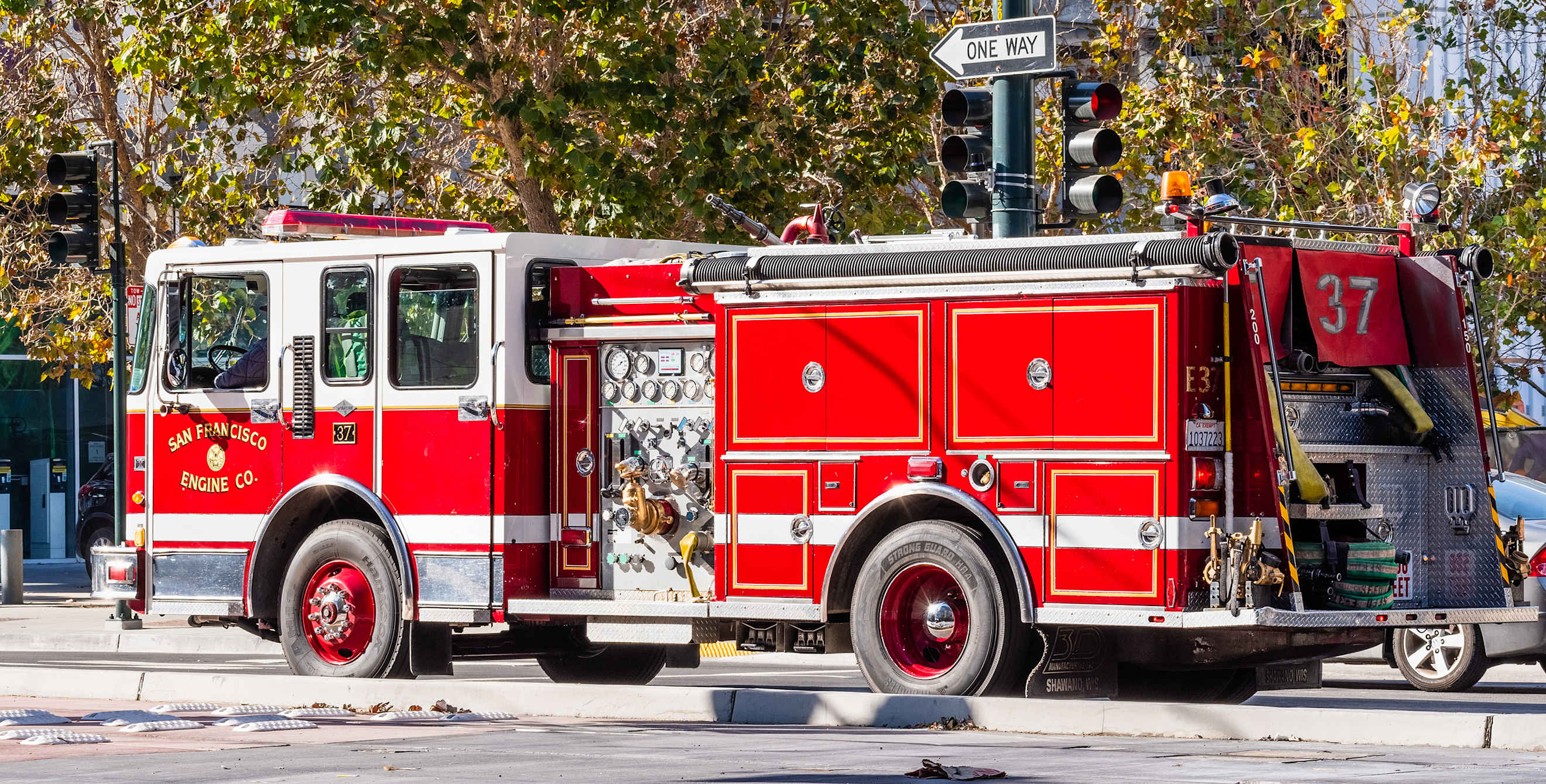 A fire truck stopped in San Francisco.