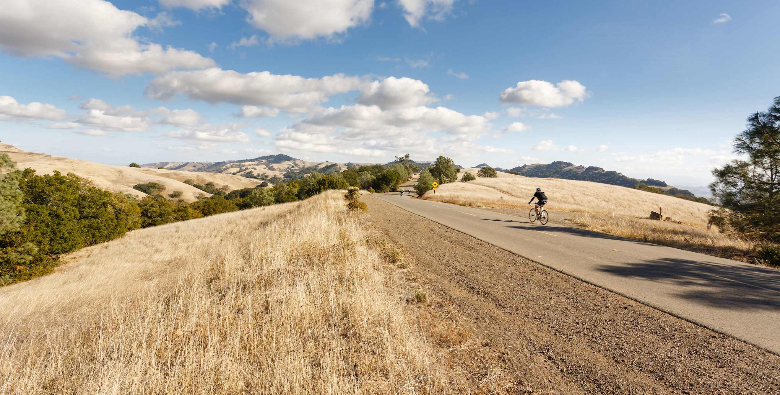 Cyclists on road towards Mount Diablo's summit in Contra Costa County, California