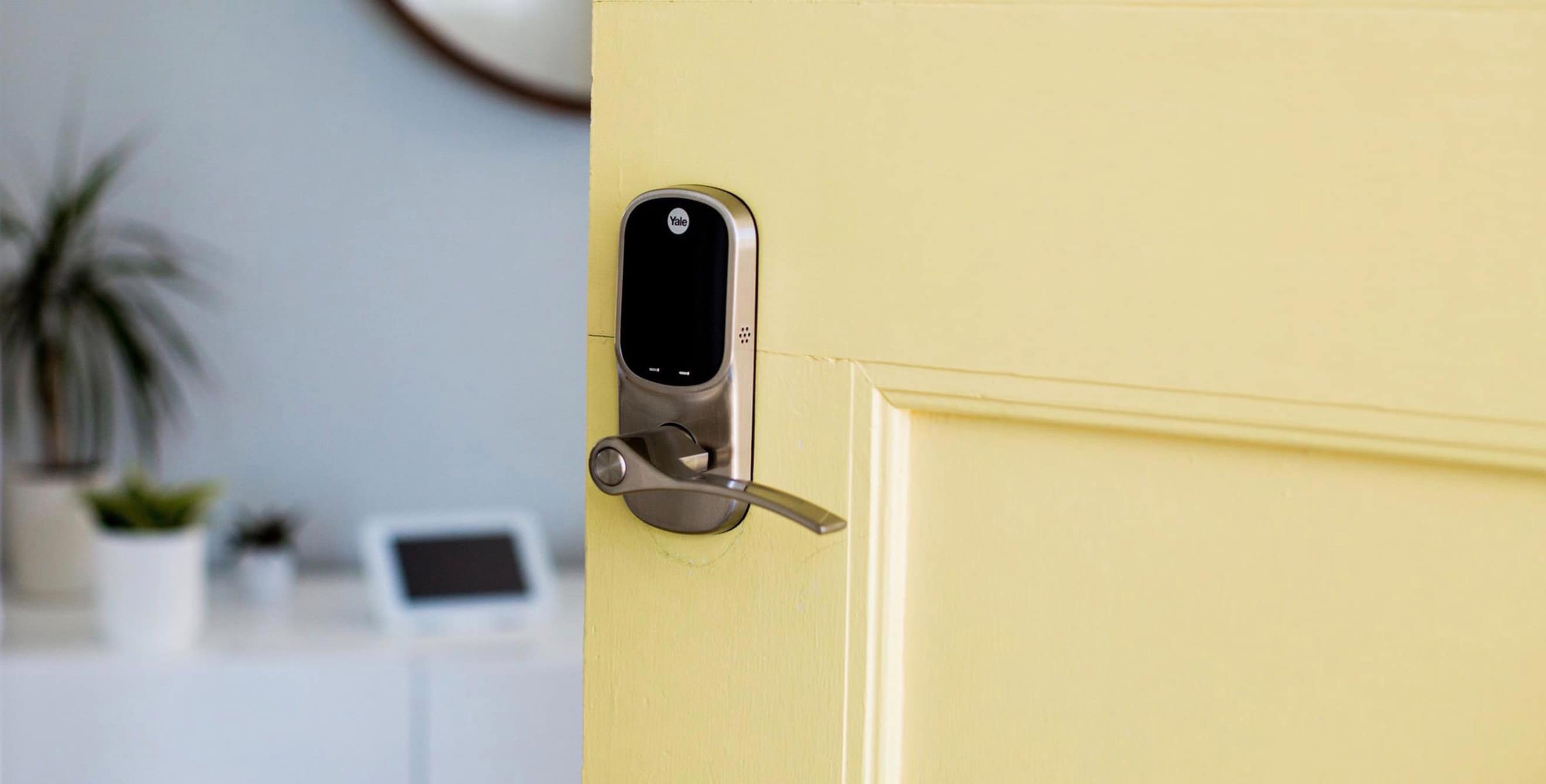 security pad on open door into house