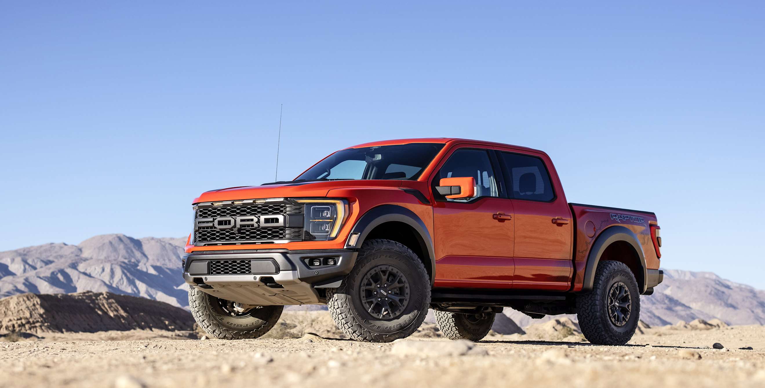 A Ford truck parked in the California desert.
