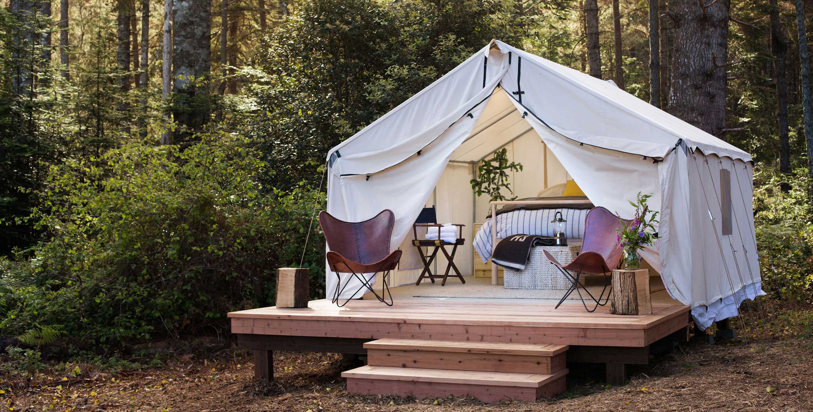 Glamping tent at Mendocino Grove in Mendocino, California