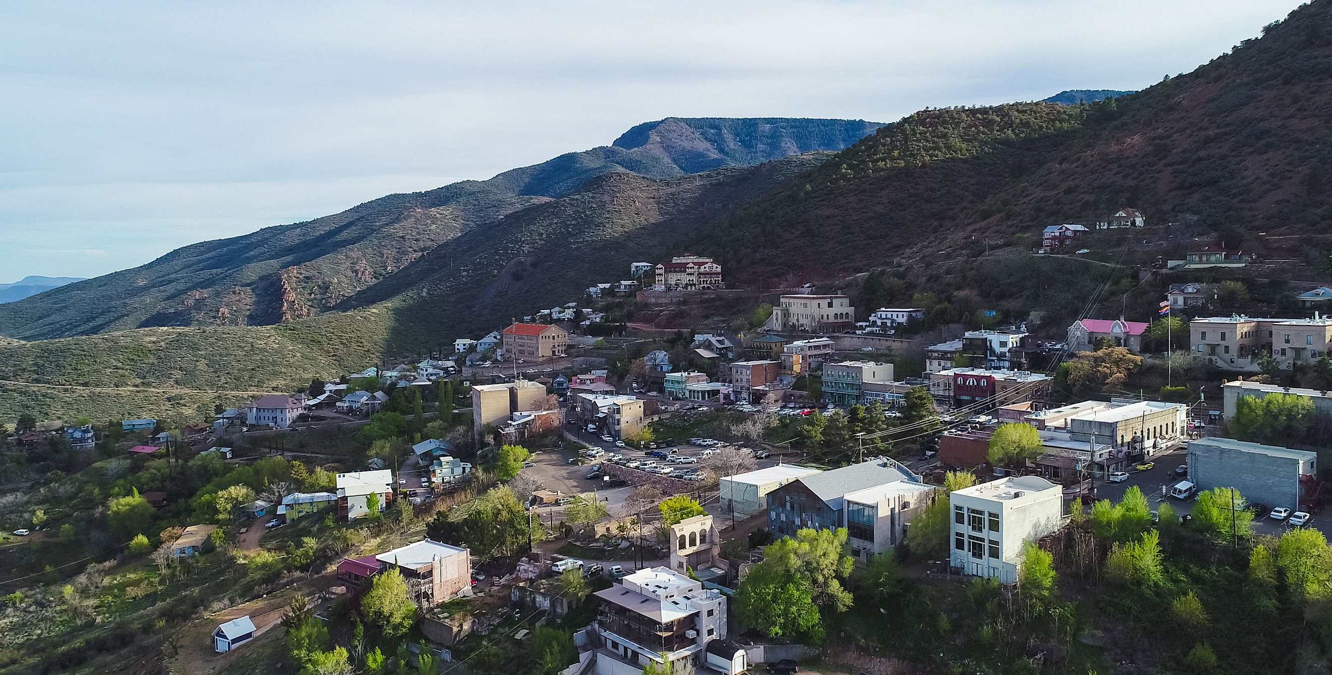 Hillside buildings in Jerome, Arizona.