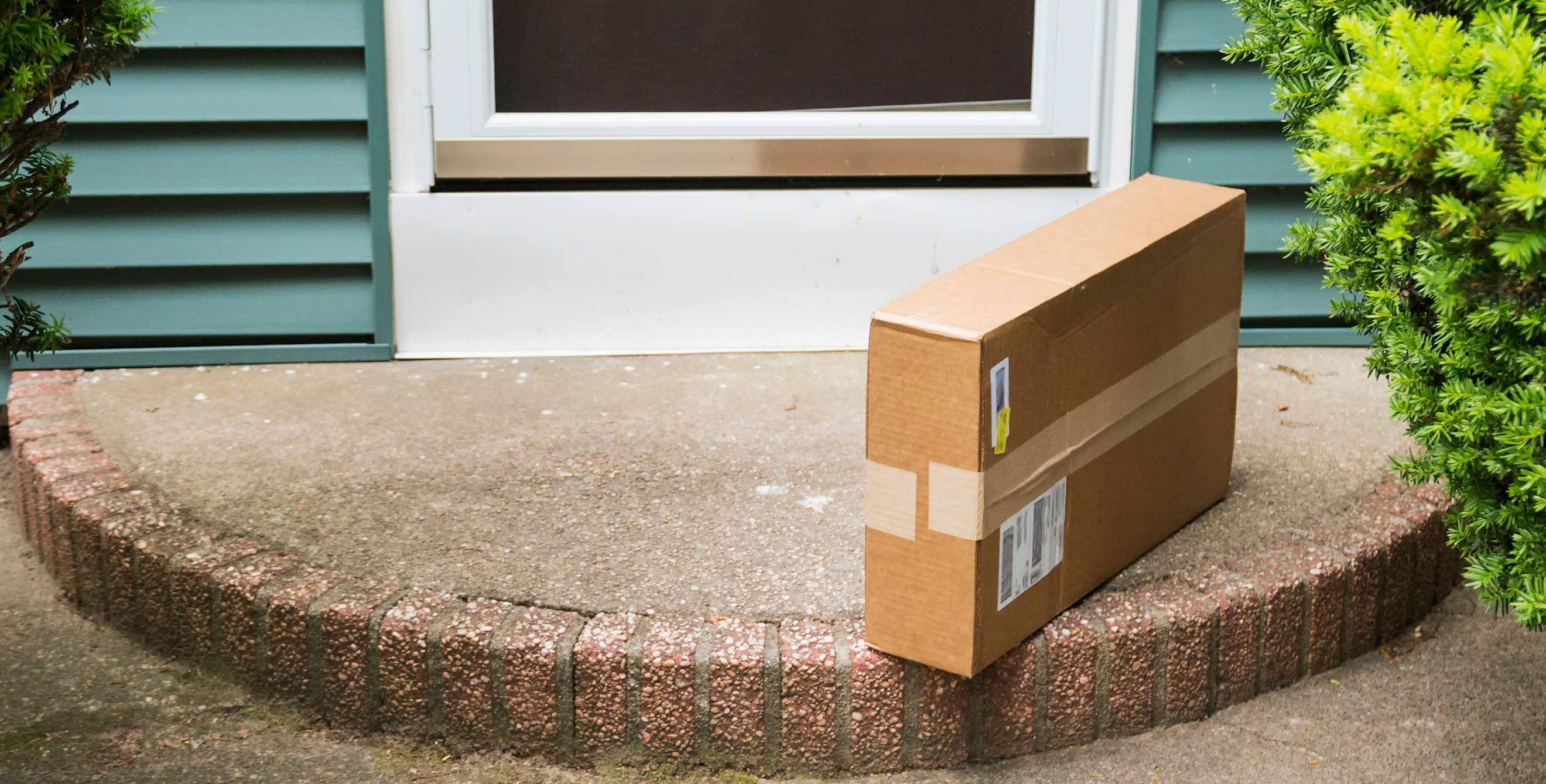 A package left outside on the porch.