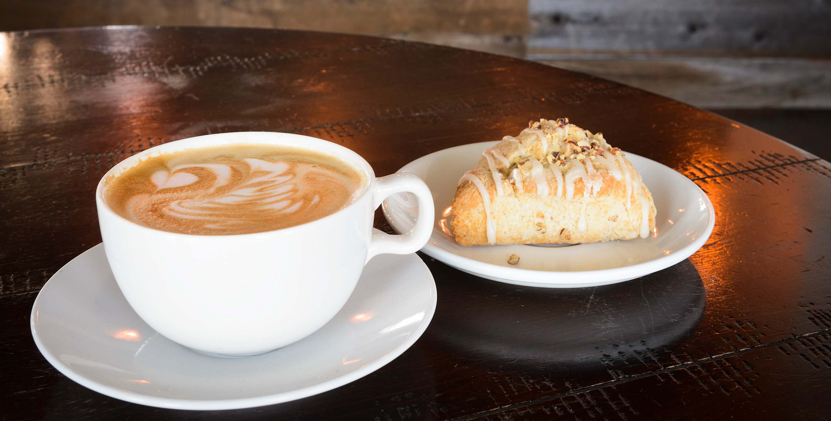 A latte and scone at Lighthouse Coffee Shop in Sparks, Nevada.