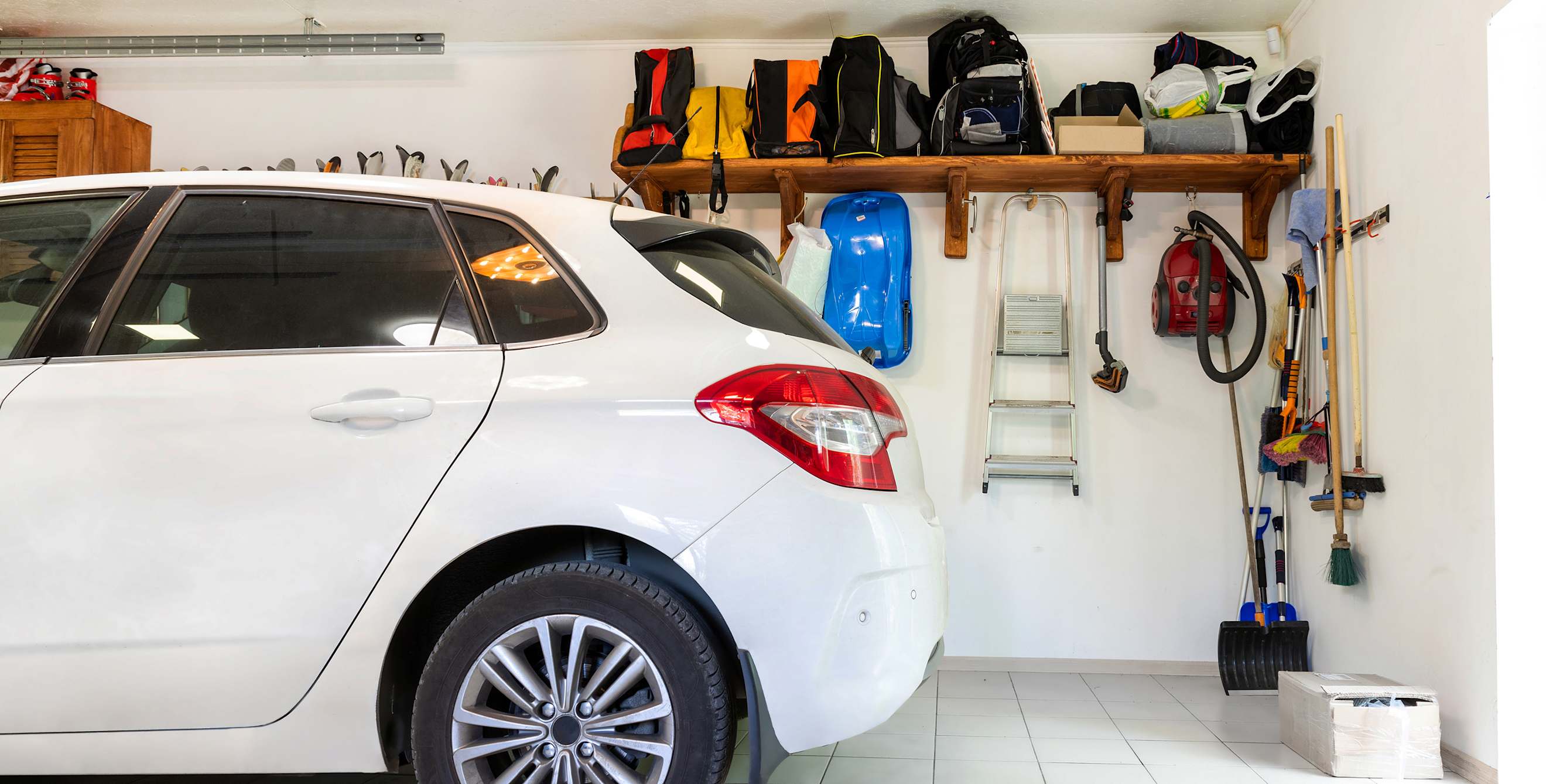 picture of a cluttered garage.