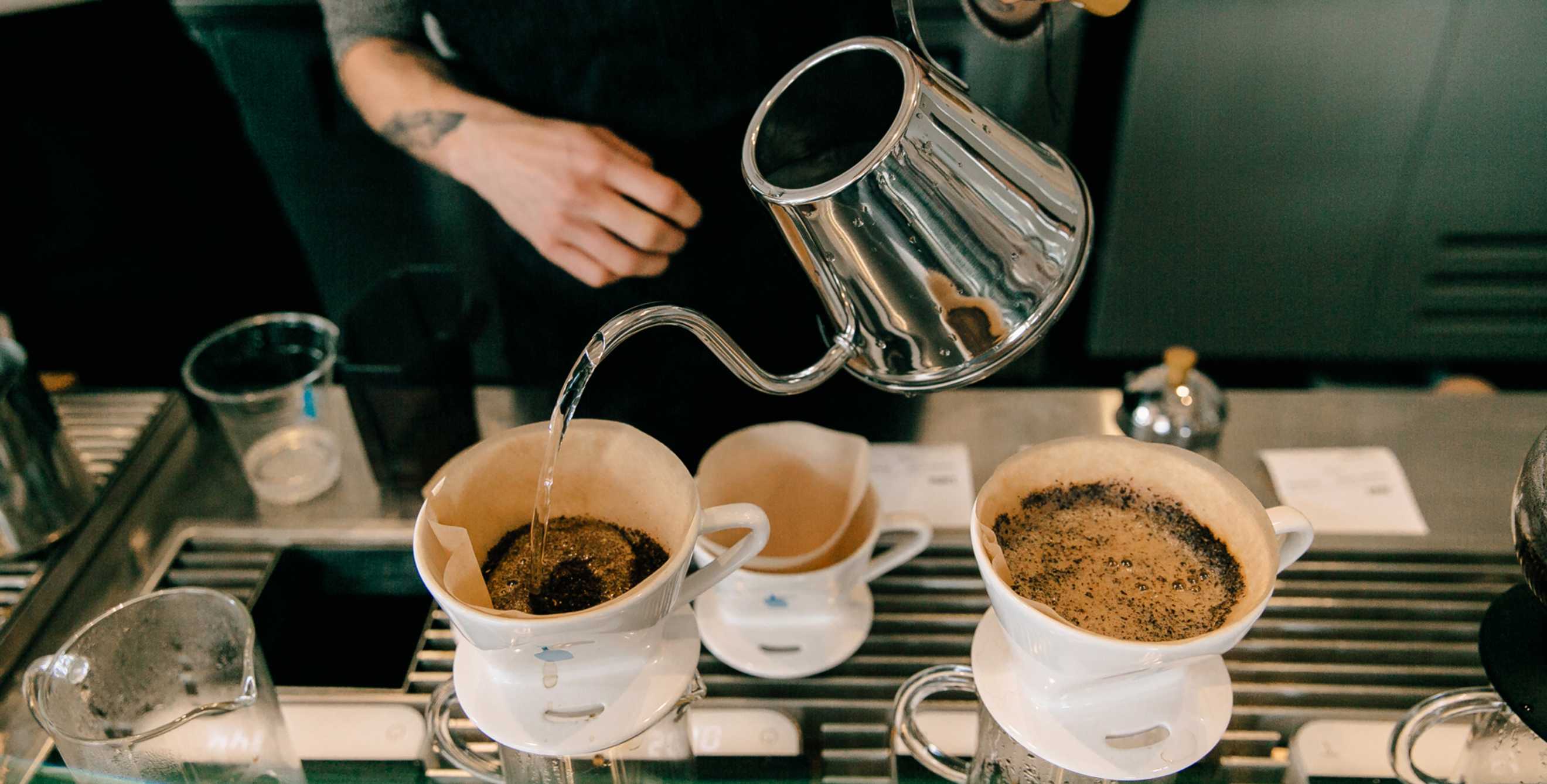 Blue Bottle Coffee pour over bar in Oakland, California.