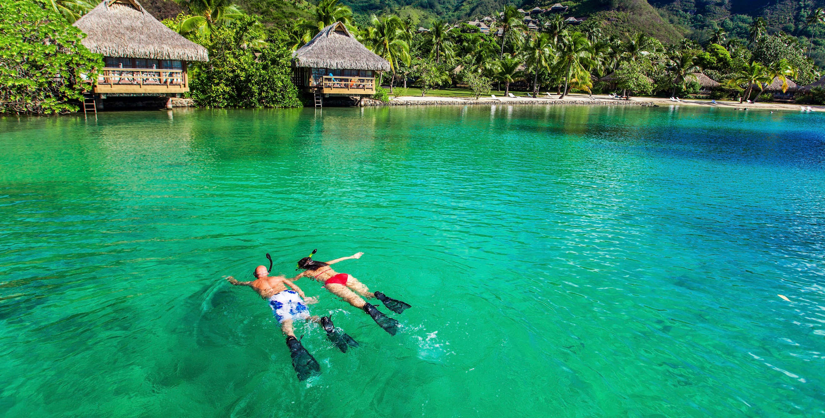 picture of a couple snorkeling in Bora Bora