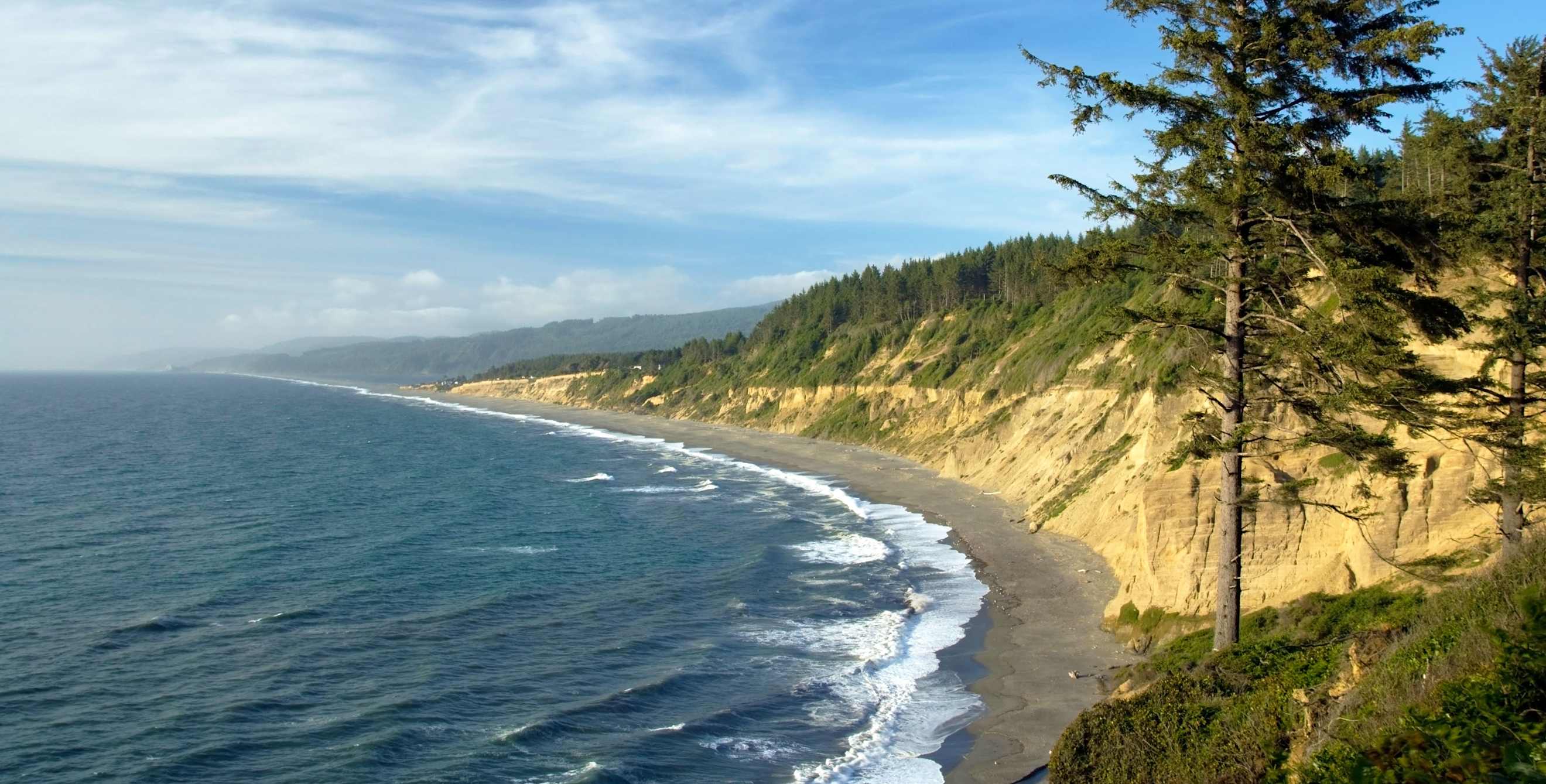 Coastline on a sunny day at Sue-meg State Park in Trinidad, California.