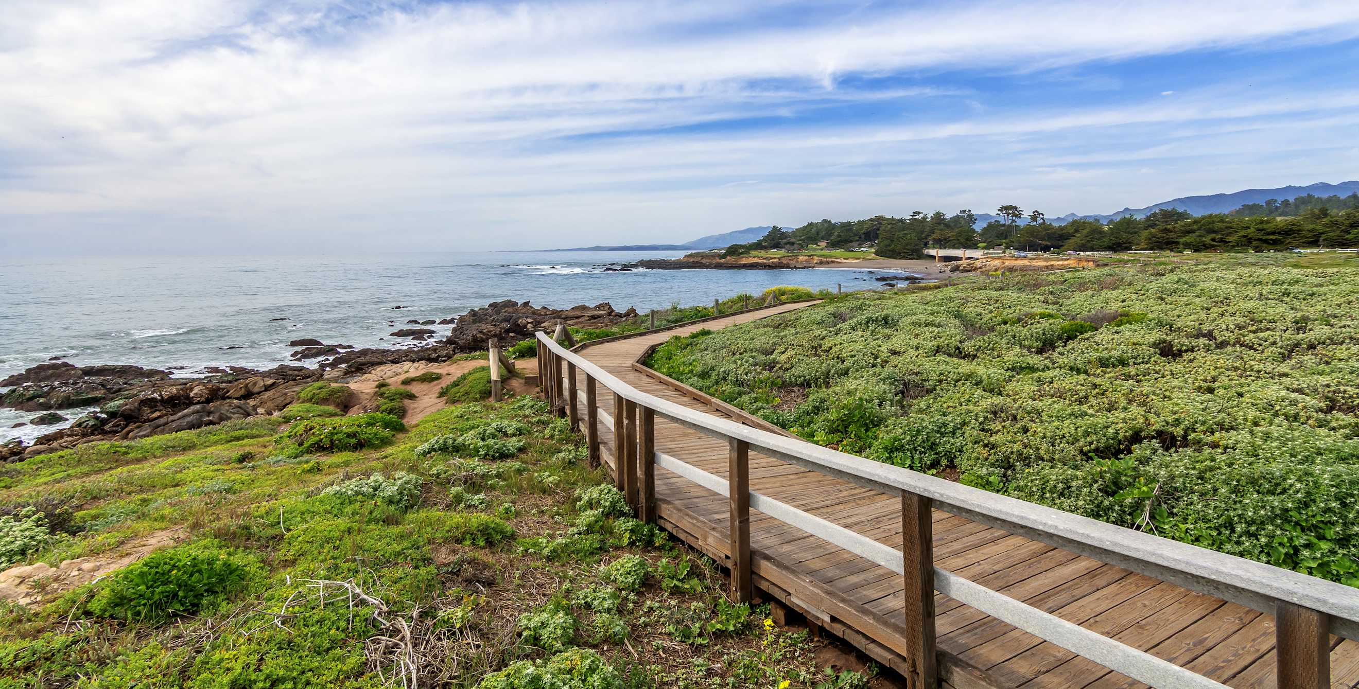 The boardwalk at Moonstone Beach near Cambria, California.