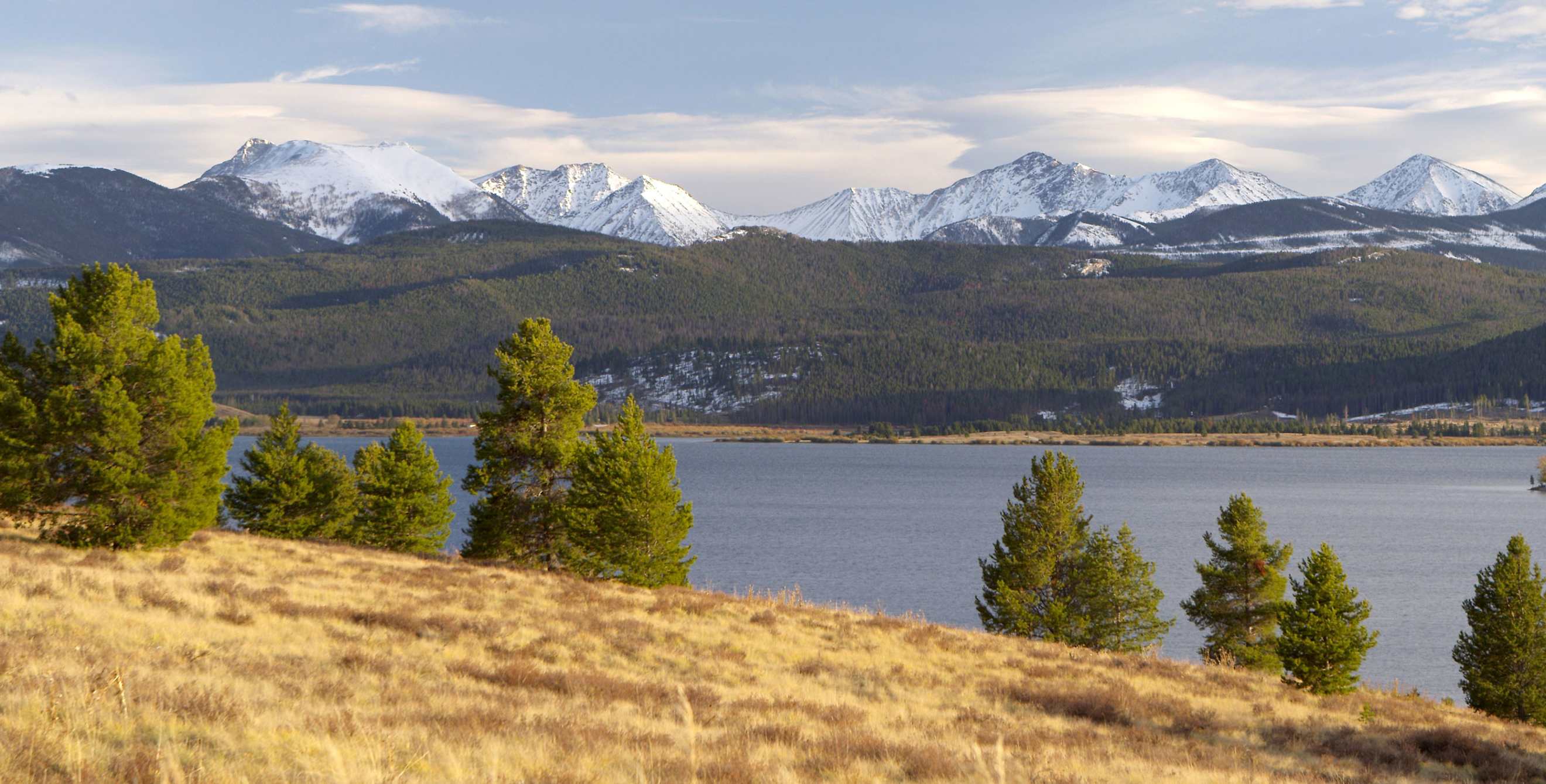 Georgetown Lake along the Highway 1 Pintler Route in Montana on a cloudy day.