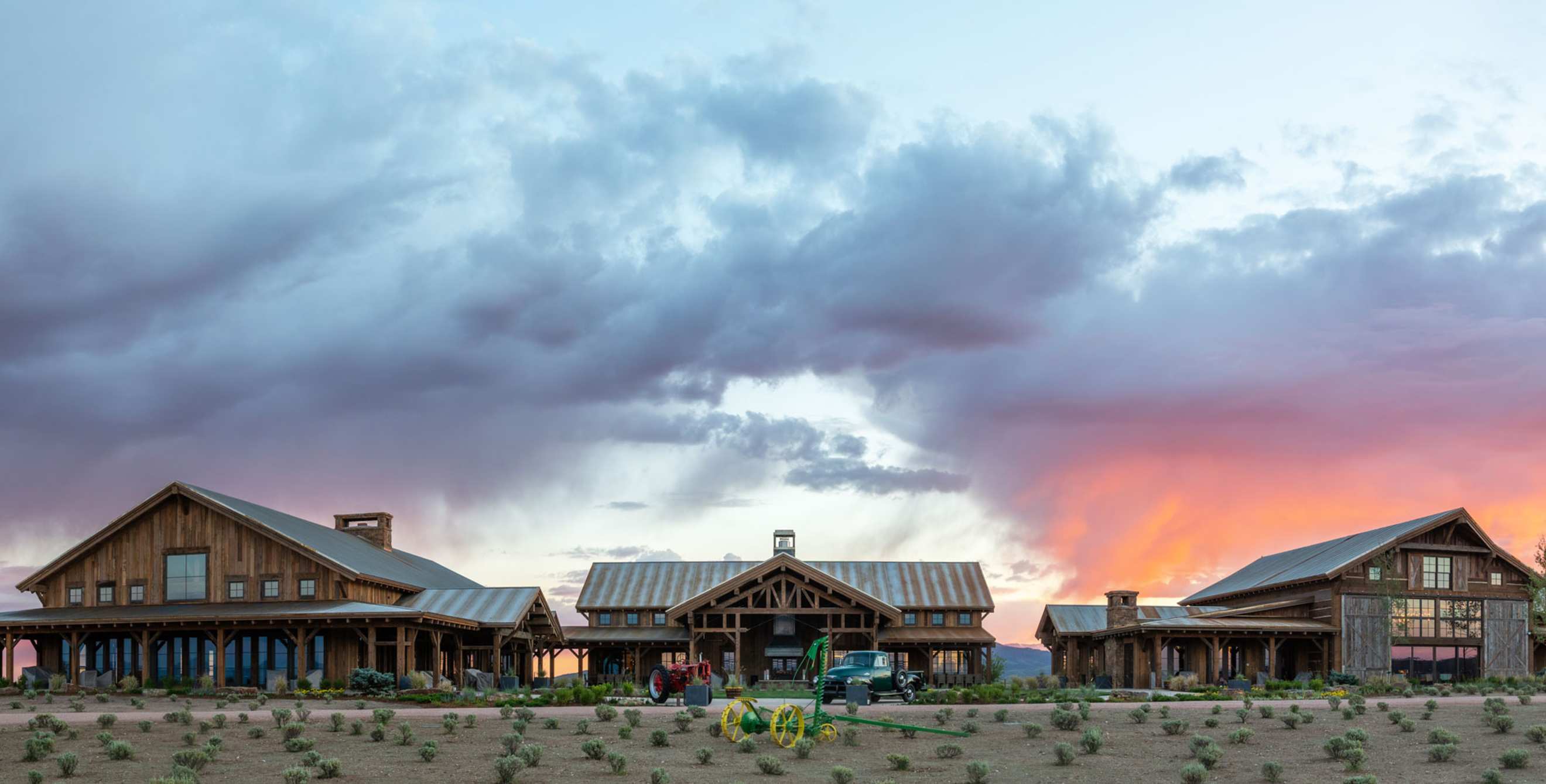 Brush Creek Distillery at sunset.
