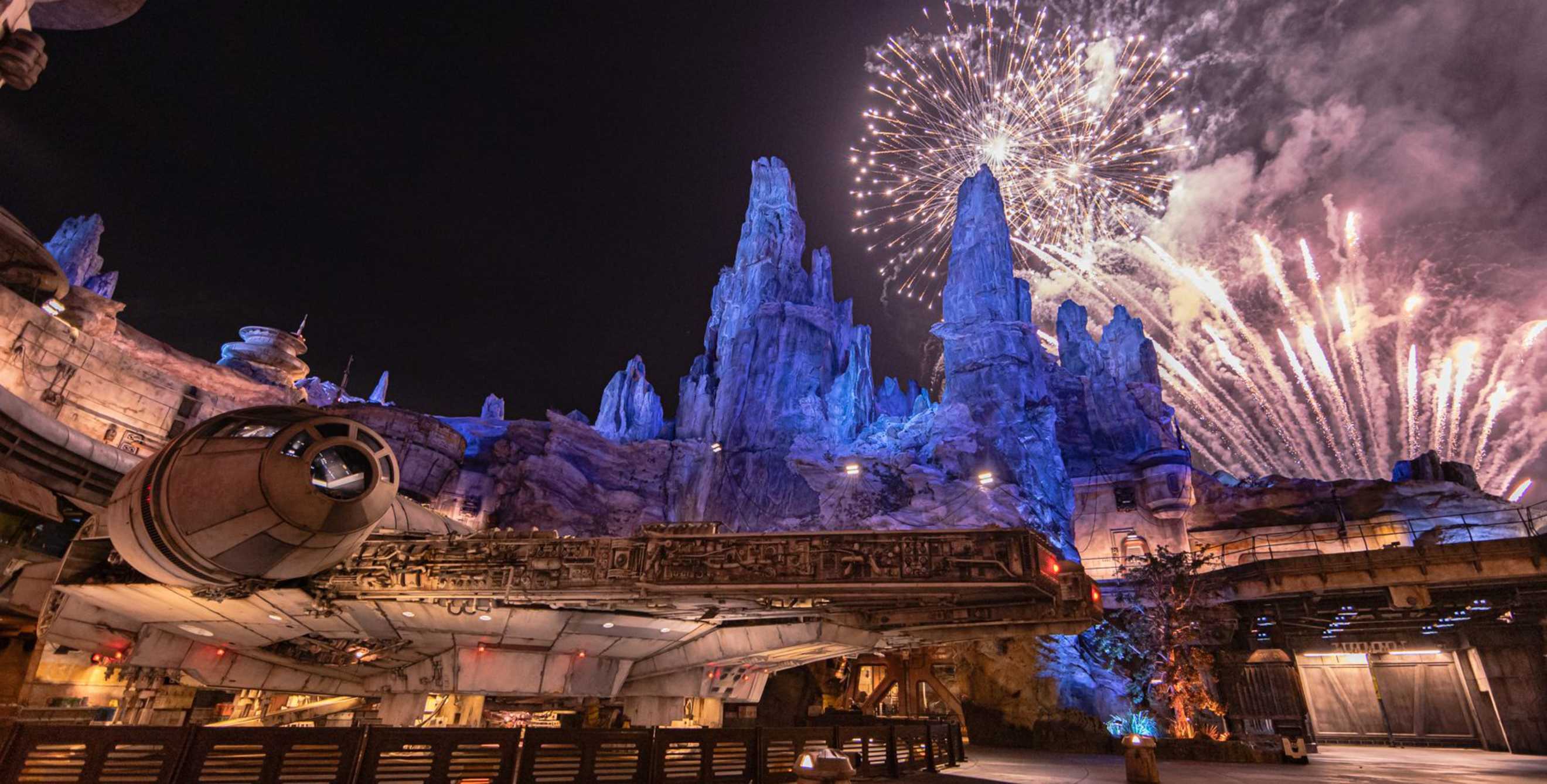 “Fire of the Rising Moons” fireworks display over Disneyland Resort's Star Wars: Galaxy’s Edge.