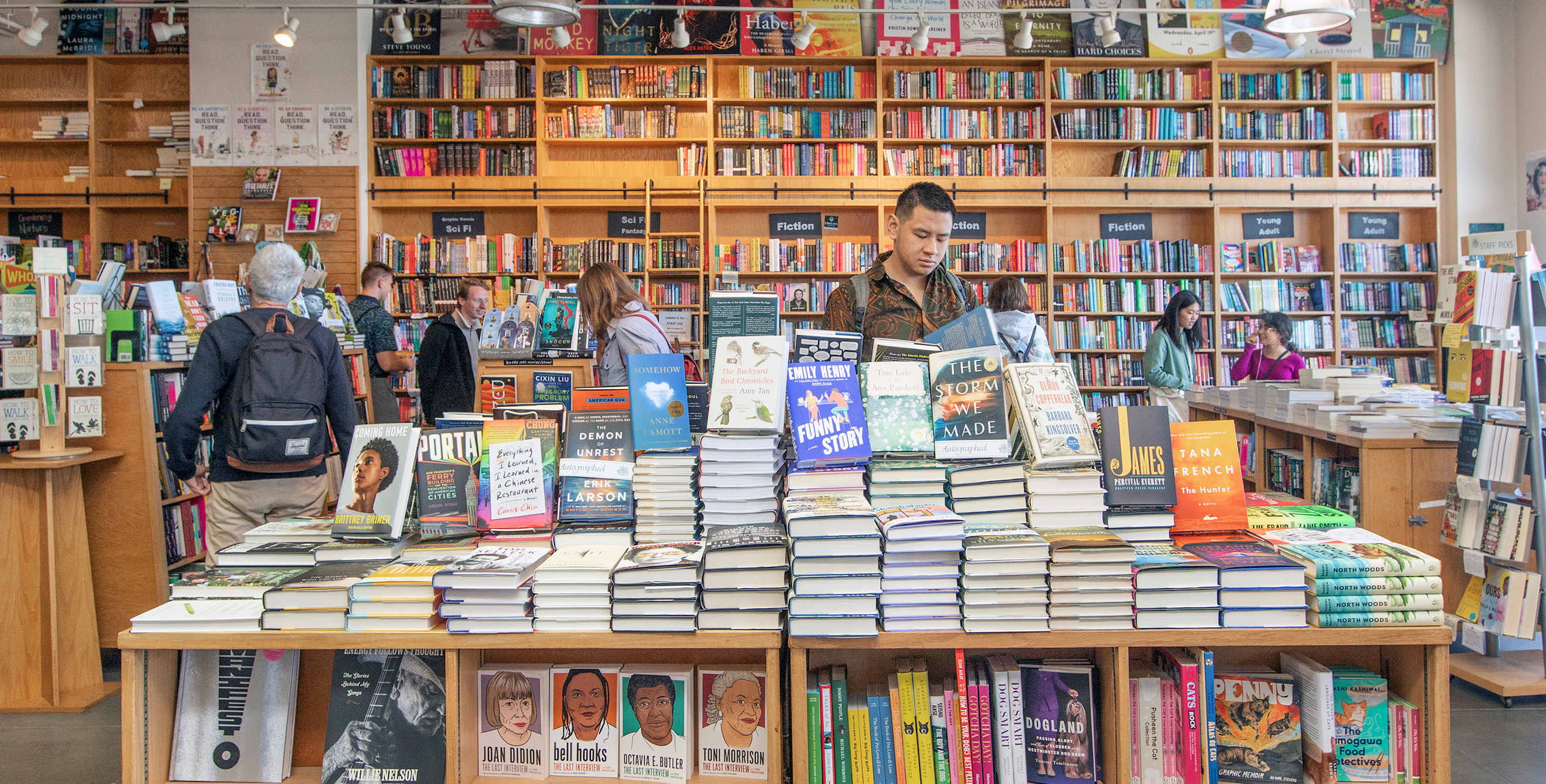 People browse new releases at Book Passage in San Francisco.