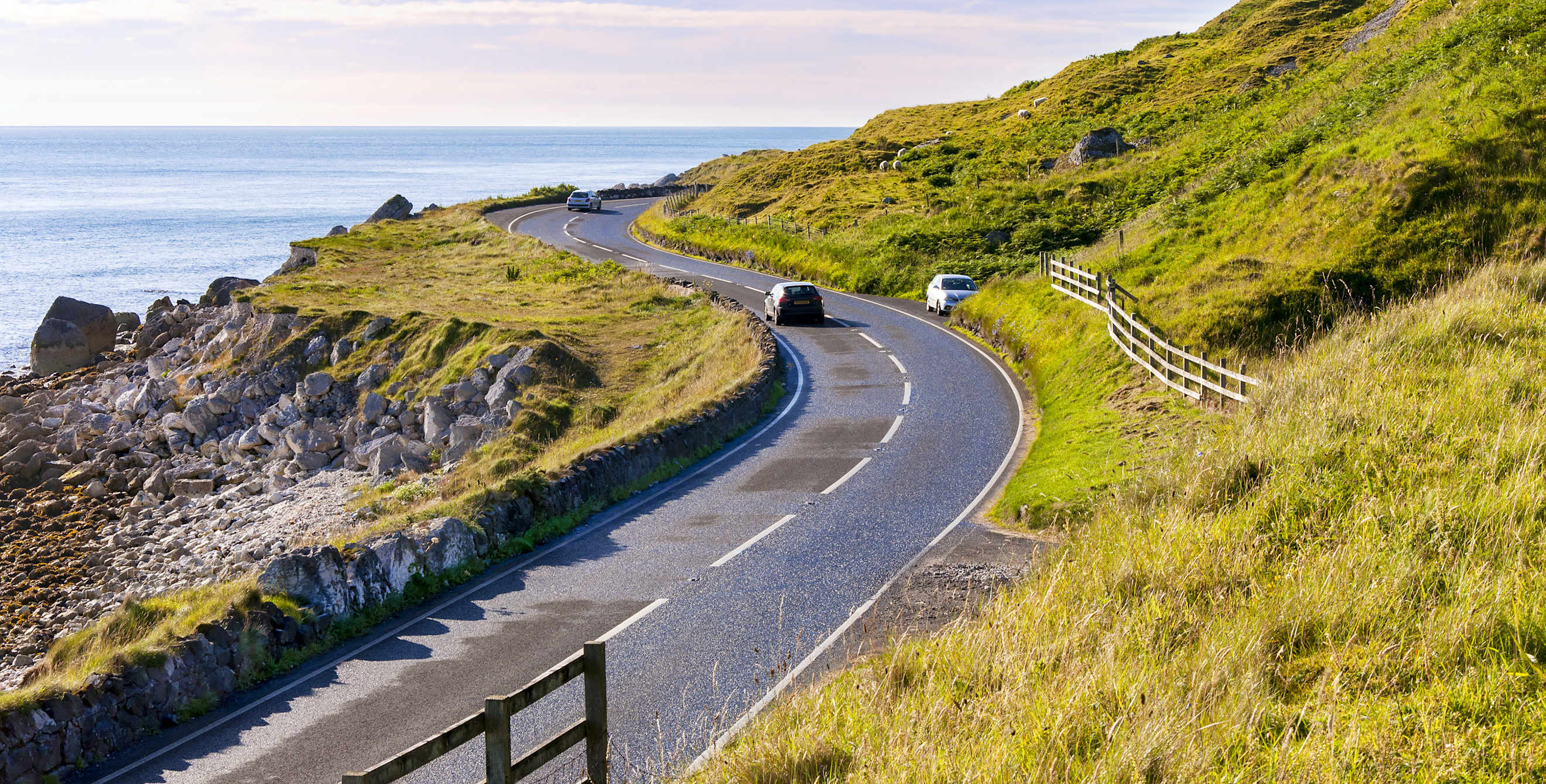 Antrim Coastal Road in Northern Ireland, UK.