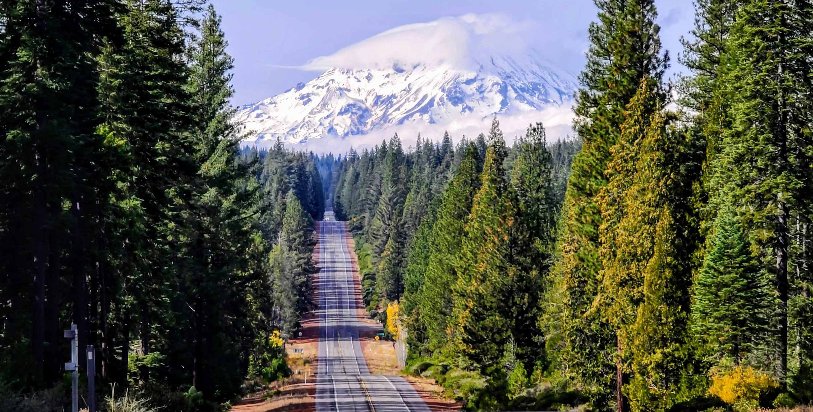 Mount Shasta in the background from the Volcanic Legacy Scenic Byway.