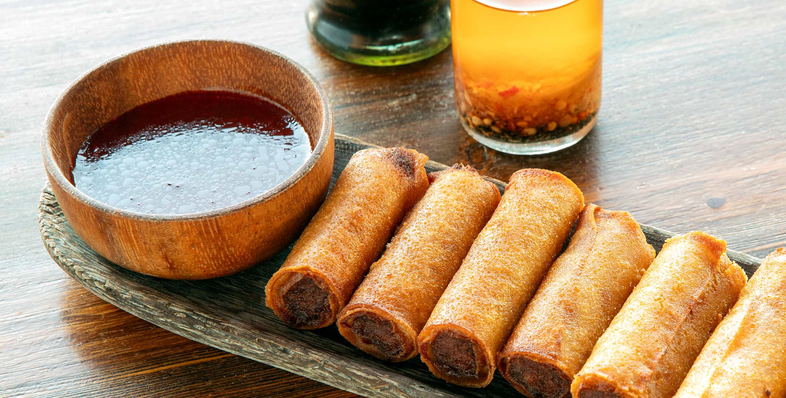 fried spring rolls on a plate 
