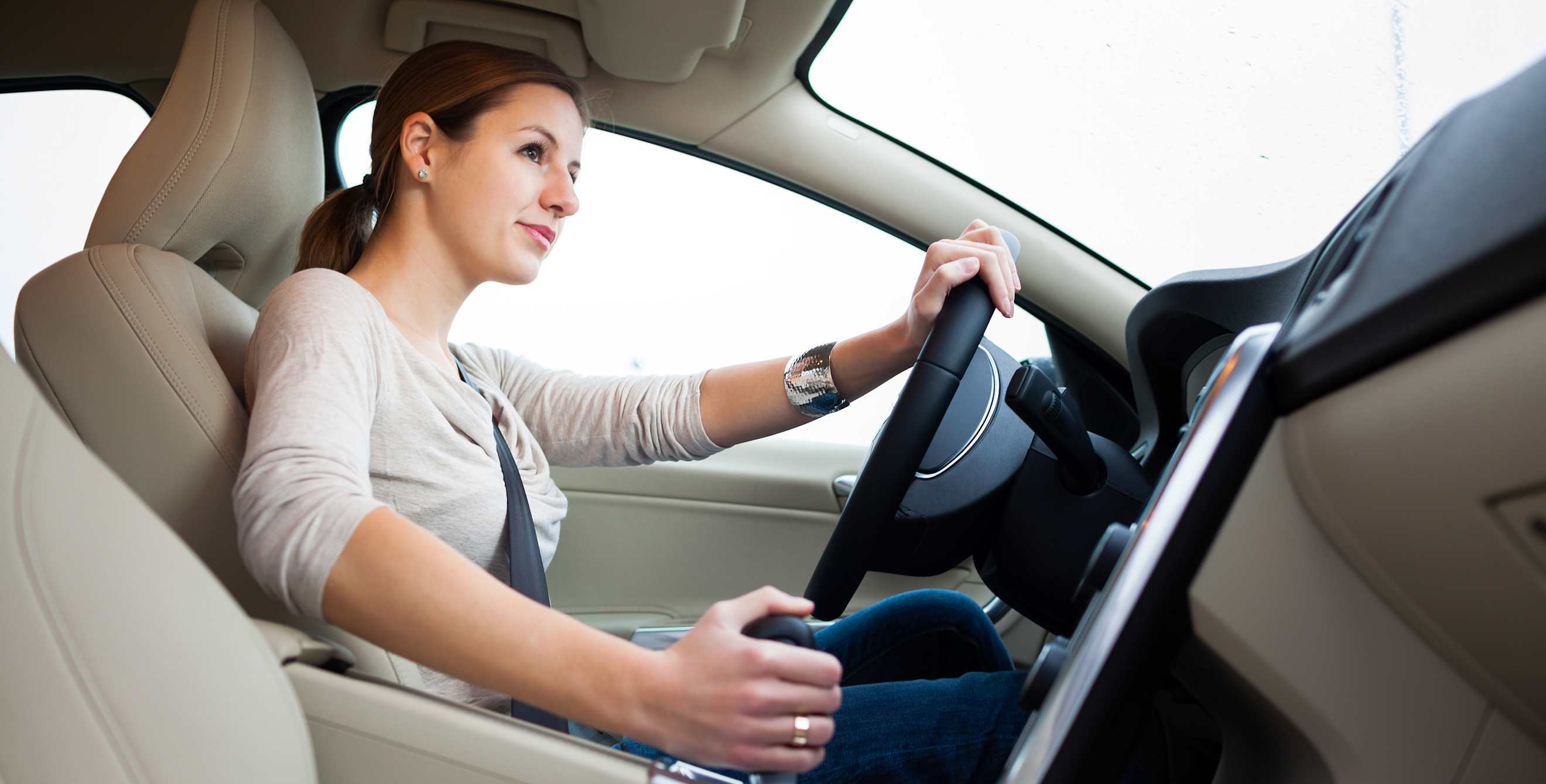 woman driving a car
