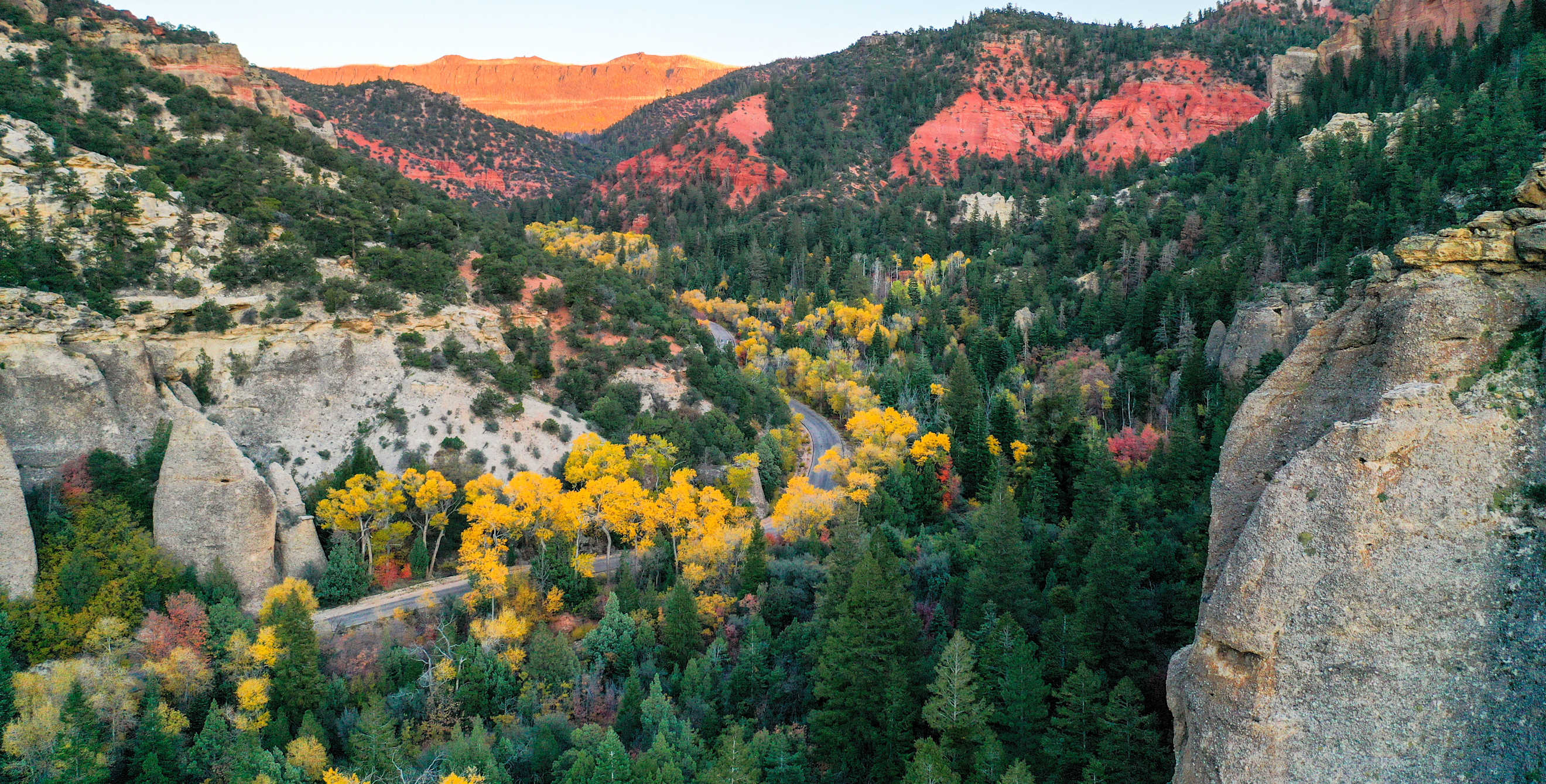 Hwy 143 (Yankee Meadow Road) winds through Parowan Canyon in Southern Utah.