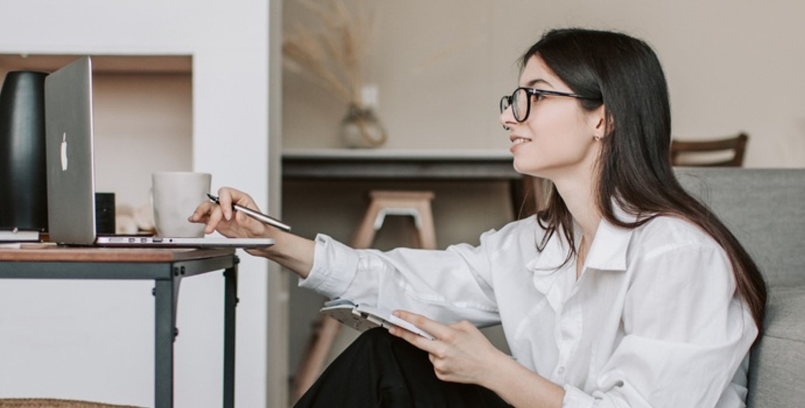 Woman working on laptop