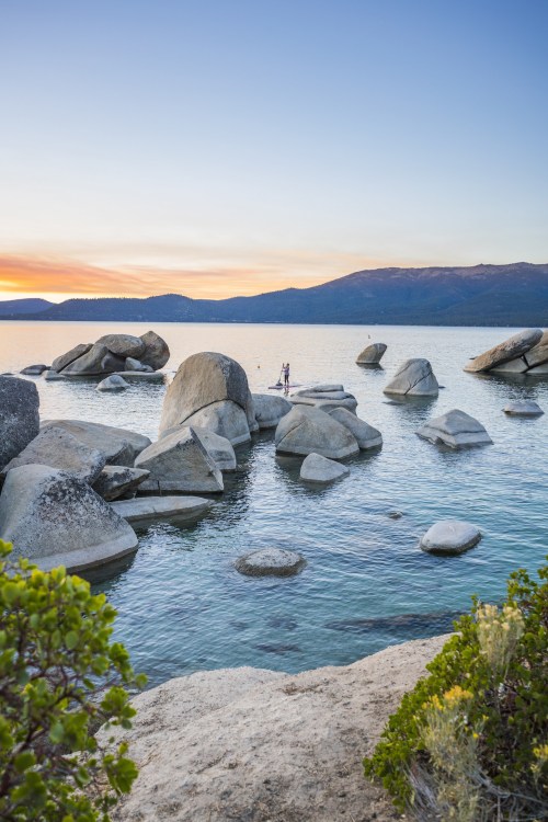 paddle-boarder at Sand Harbor, Lake Tahoe, CA, picture