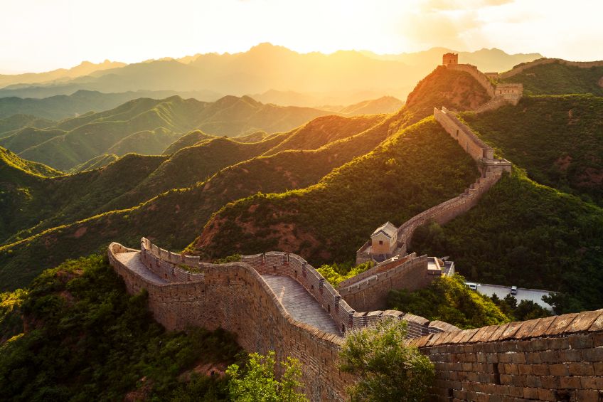 Great Wall of China at sunset, image