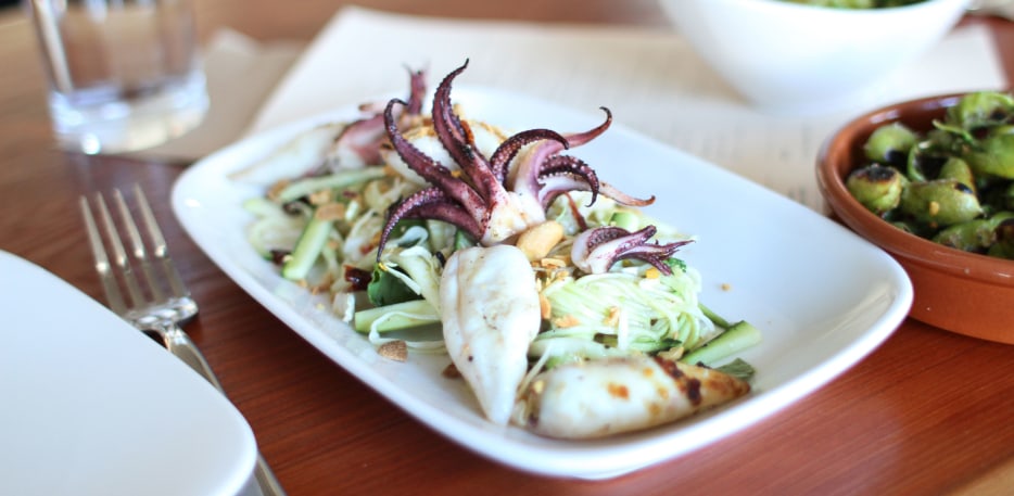 The grilled local calamari at The Spinster Sisters in Santa Rosa, image