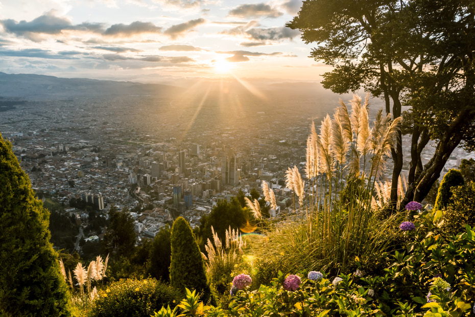 The view of Bogota, Columbia from Cerro de Monserrate, image