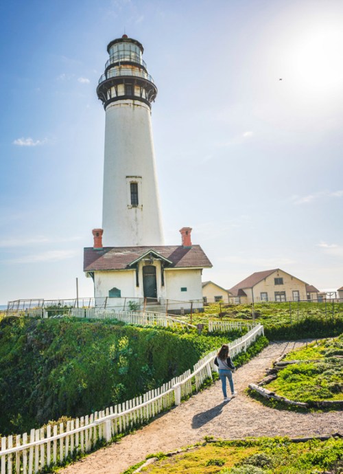 girl walks path to Pigeon Point Lighthouse north of Santa Cruz, Calif., picture