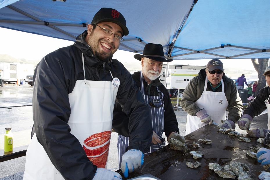 oyster shuckers at the Fisherman's Festival in Bodega Bay, California, picture