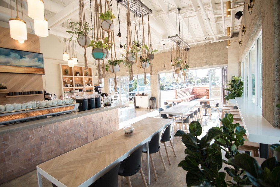 Inside Verve Coffee's modern, bright coffeehouse in Santa Cruz, CA, image