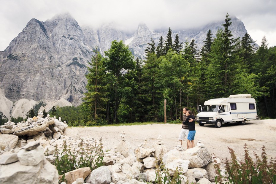 RV at mountain overlook, picture