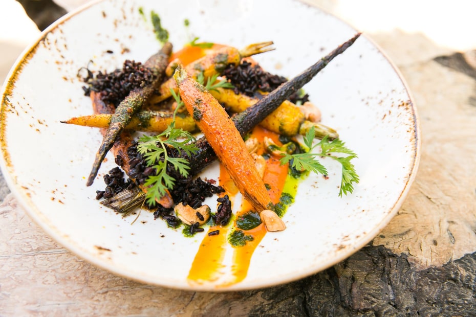 Sur House carrots with forbidden rice in Big Sur, California, picture
