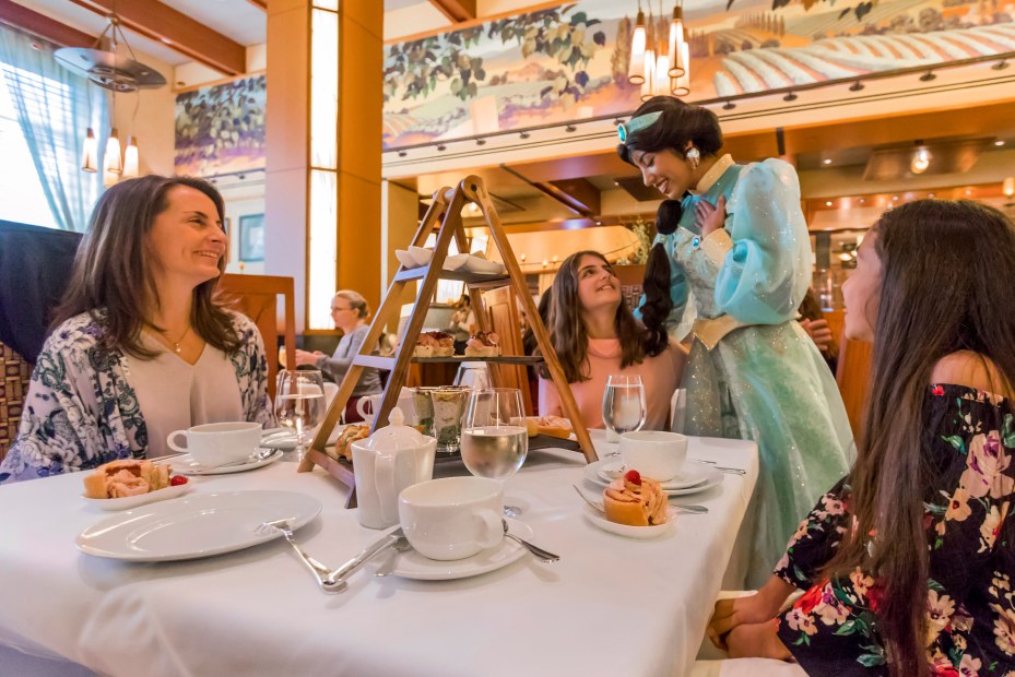 Princess Jasmin hugs a visitor Disney Princess Breakfast Adventures at Disney's Grand Californian Hotel & Spa